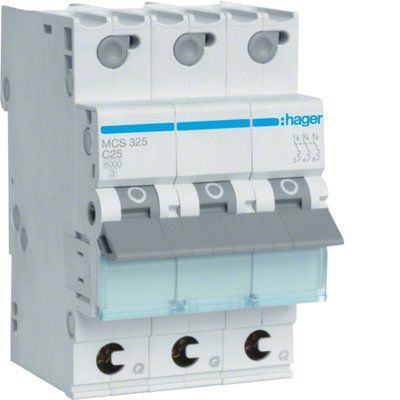 Автоматический выключатель Hager QuickConnect 3п, 25A, кат.C MCS325 фото