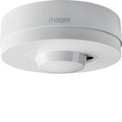 Датчик руху з/у на стелю IP-54, до 10A/2кВт, 360град., білий Hager EE883 фото