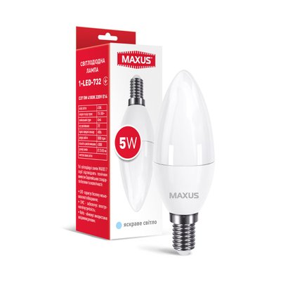 Лампа світлодіодна MAXUS 1-LED-732 C37 5W 4100K 220V E14 1-LED-732 фото