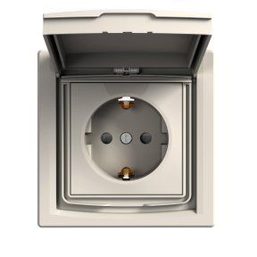 РОЗЕТКА IP44 С КРЫШКОЙ, С ЗАЗЕМЛЕНИЕМ, С ЗАЩИТНЫМИ ШТОРКАМИ, КРЕМ ASFORA EPH3100323 фото