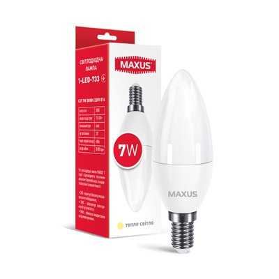 Светодиодная лампа MAXUS 1-LED-733 C37 7W 3000K 220V E14 1-LED-733 фото