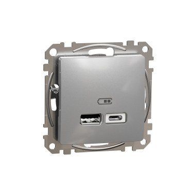Розетка USB A+C 2,4A Алюм Sedna Design SDD113402 фото