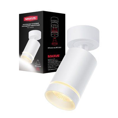 Светильник точ. накладной поворотный без лампы MAXUS Surface Downlight Base MR16 GU10 белый MAX-SD-GU10-WH фото