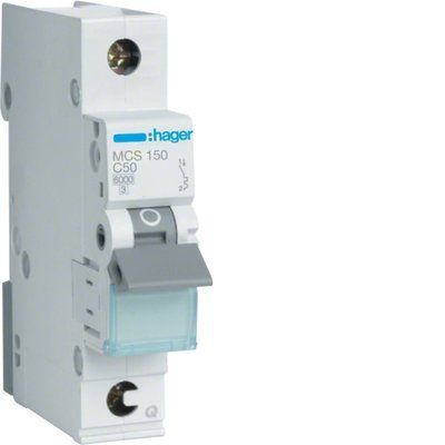 Автоматический выключатель Hager QuickConnect 1п, 50A, кат.C MCS150 фото