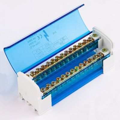 Шина нулевая на Din-рейку в пластиковом корпусе 2х15 125А TAKEL 502972TL фото