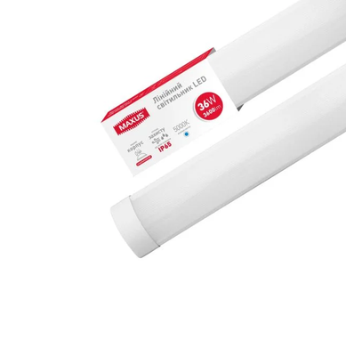 Лінійний вологозахищений світильник Maxus Batten Light 36w 5000K IP65 (1180*73*25) 1-MBT-3650-PC фото