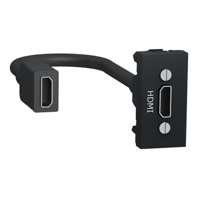 Розетка мультимедійна HDMI, 1 модуль, антрацит, Unica NEW NU343054 фото