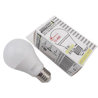 Лампа низьковольтна LED A60 9W E27 (AC/DC 12-48V) 4000K 810L TNSy5000085 фото