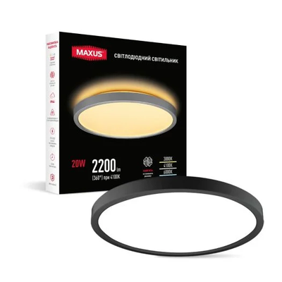 Светильник светодиодный MAXUS Slim Panel Light 20W 3CCT 3-step Circle Black 1-MSP-20W-SLIM-BL фото
