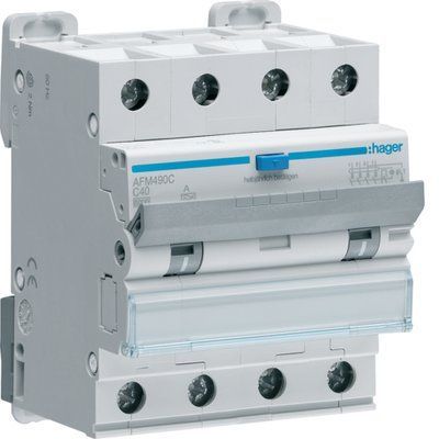 Диференційний автоматичний вимикач Hager 4P, 40A, 300mA, A, кат.C AFM490C фото
