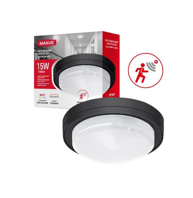 Світильник світлодіодний MAXUS MBH 15W 3CCT IP65 BL Circle Microwave sensor 1-MBH-15W-BLC-MW фото