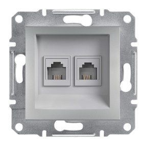 РОЗЕТКА ТЕЛЕФОННАЯ RJ11 ДВОЙНАЯ ASFORA АЛЮМИНИЙ EPH4200161 фото