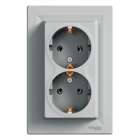 РОЗЕТКА ДВОЙНАЯ С ЗАЗЕМЛЕНИЕМ АЛЮМИНИЙ ASFORA EPH9900161 фото
