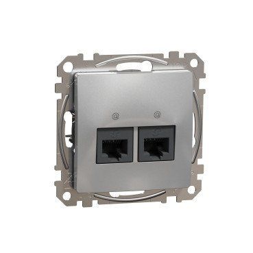 Розетка&nbsp;подвійна RJ45 CAT5E UTP Алюм Sedna Design SDD113452 фото