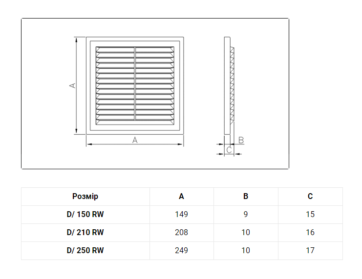 Вентиляційна решітка D/150 RW DOSPEL 007-0170 фото