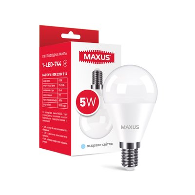 Лампа MAXUS LED G45 F 5W 4100K 220V E14 1-LED-744 фото