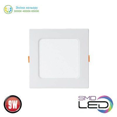 Світильник вбудований ALEXIS/SQ- 9 LED 9W 3000K/4000K/6500K 780Lm 160-265V 118мм h27мм білий квадратний 016-088-0009-010 фото