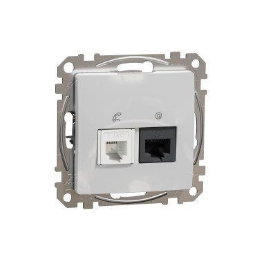 Розетка&nbsp;телекомунікаційна RJ45+RJ11 6UTP, алюміній Sedna Design & Elements SDD113468 фото