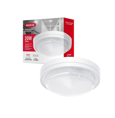 Світильник світлодіодний MAXUS MBH 20W 3CCT IP65 WH Circle 1-MBH-20W-WHC фото
