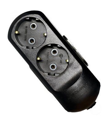 Колодка Neomax 2 гнізда з заземленням Чорна NX511200 фото