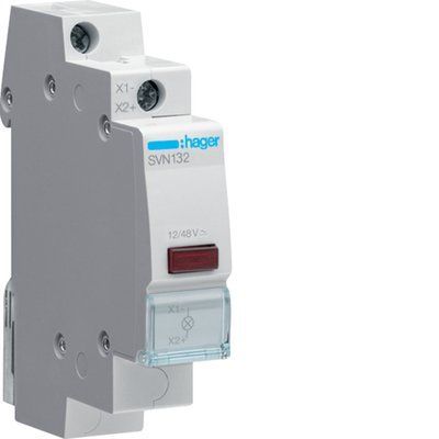 Індикатор Hager LED 12/48 В, червоний, 1м SVN132 фото