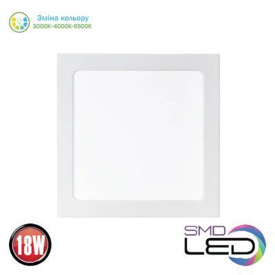 Світильник вбудований ALEXIS/SQ-18 LED 18W 3000K/4000K/6500K 1660Lm 160-265V 178мм h27мм білий квадратний 016-088-0018-010 фото