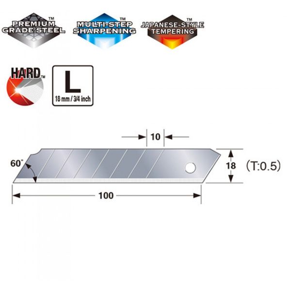 Леза DORA Endura Blades 18mm, Box with 10 blades CB50 фото