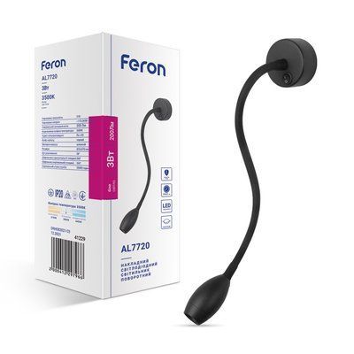 Светильник LED FERON AL7720 COB 3W черный 200Lm 3500K 7021f фото