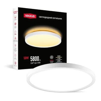 Светильник светодиодный MAXUS Slim Panel Light 50W 3CCT 3-step Circle White 1-MSP-50W-SLIM-WH фото