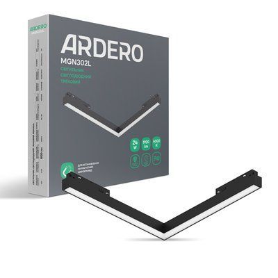 Магнітний трековий світильник Ardero MGN302L 24Вт 4000К IP40 кутовий чорний 7982f фото