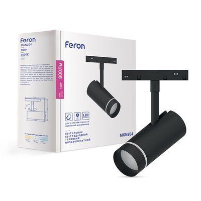 Магнітний трековий світильник Feron MGN304 10Вт 4000К IP20 чорний 7624f фото