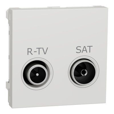 Розетка комбінована R-TV SAT (радіо-ТВ-супутник), прохідна, 2 модулі, білий NU345618 фото