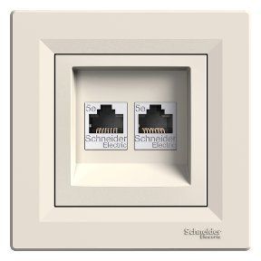 РОЗЕТКА КОМПЪЮТЕРНАЯ RJ45 UTP КАТ. 5Е ДВОЙНАЯ КРЕМ ASFORA EPH4400123 фото