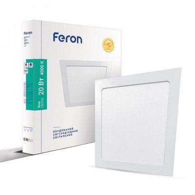 Світильник вбудований LED FERON AL511-1 20W квадрат 1200Lm 4000K 220*16mm 7577f фото