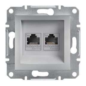 РОЗЕТКА КОМПЪЮТЕРНАЯ RJ45 UTP КАТ. 5Е ДВОЙНАЯ ASFORA АЛЮМИНИЙ EPH4400161 фото