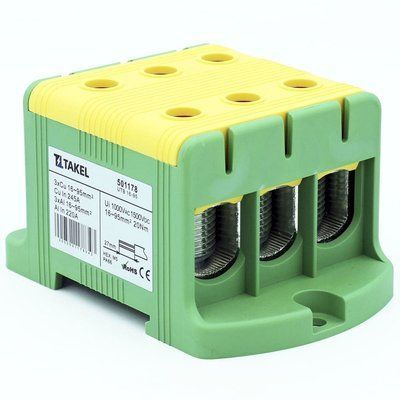 Клемма силовая вводная тройная UTB 16-95, желто-зеленый 501178TL фото