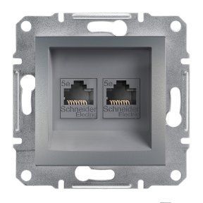 РОЗЕТКА КОМПЪЮТЕРНАЯ RJ45 UTP КАТ. 5Е ДВОЙНАЯ ASFORA СТАЛЬ EPH4400162 фото