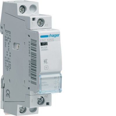 Контактор безшумний 25A, 1НВ, 230В, 1м, Hager ESC125S фото