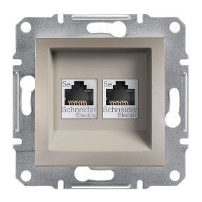 РОЗЕТКА КОМПЪЮТЕРНАЯ RJ45 UTP КАТ. 5Е ДВОЙНАЯ ASFORA БРОНЗА EPH4400169 фото
