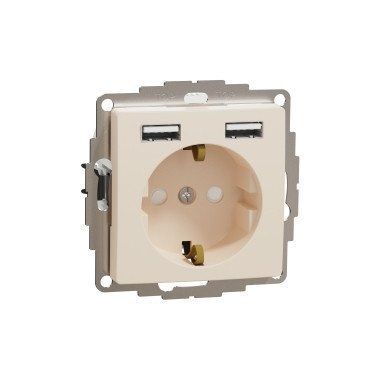 Розетка&nbsp;з/з +USB Бежевий Sedna Design SDD112052 фото
