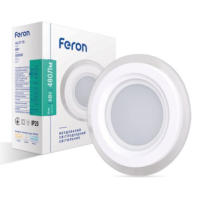 Светильник встраиваемый LED FERON AL2110 6W 480Lm 5000K круглый встраиваемый 100*40mm OL 6243f фото