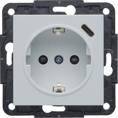 Розетка с з/к Lumina, с USB-С белая, 16А/230В, Hager WL4850 фото