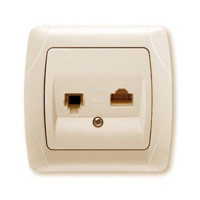 Розетка телефонна+комп'ютерна RJ-11+RJ-45 ViKO Carmen, крем 90562035 фото
