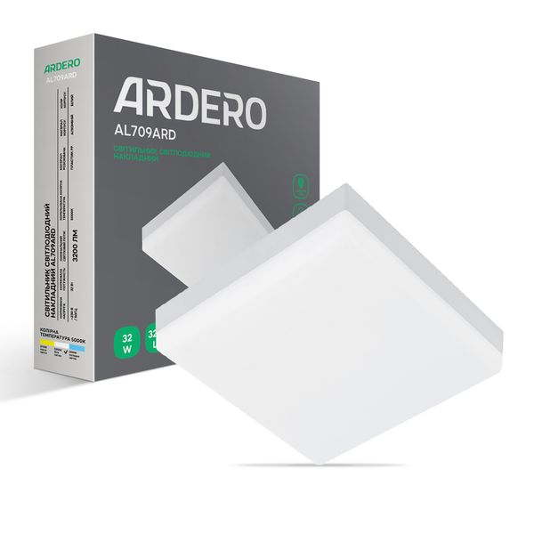 Светильник LED ARDERO AL709ARD квадратный накладной 32W 5000K 225*225*40mm 7817f фото