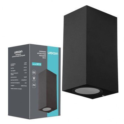 Світильник для архітект.підсвіч. Ledcoin DH147 230V без лампи 2*GU10, чорний 68*80*150mm IP54 LC 8768f фото