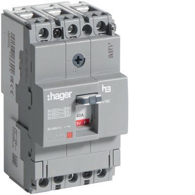 Автоматичний вимикач x160, In=40А, 3п, 18kA, Тфікс./Мфікс. HDA040L фото