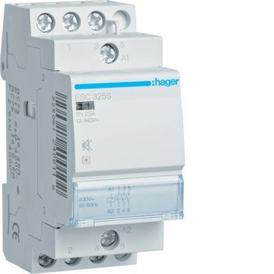 Контактор безшумний 25A, 3НВ, 230В, 3м, Hager ESC325S фото