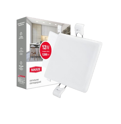 Світильник світлодіодний MAXUS SP edge 12W, 4100К (квадрат 120*120*27) 1-MSP-1241-S фото