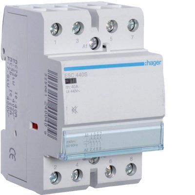 Контактор безшумний 40A, 4НВ, 230В, Hager ESC440S фото