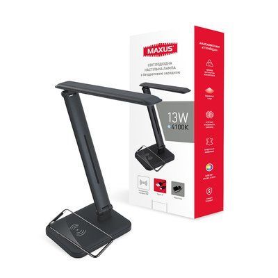 Лампа настольная MAXUS DL 13W 4100K BL Wireless charger 1-MDL-13W-BLQi фото